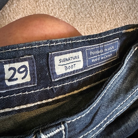 Miss Me Blue Flare Wide Leg Jeans with Vintage Charm - Picture 4 of 4